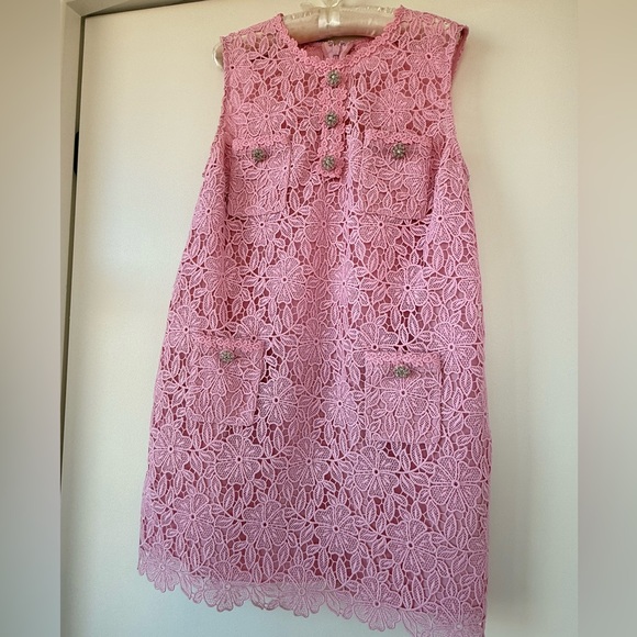 Self-Portrait Blush Lace Floral Mini Dress - Picture 5 of 9